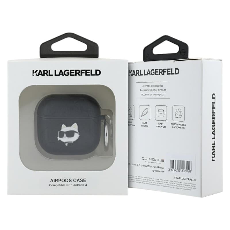 Karl Lagerfeld Monogram Choupette Head - AirPods 4 Case (black) 3