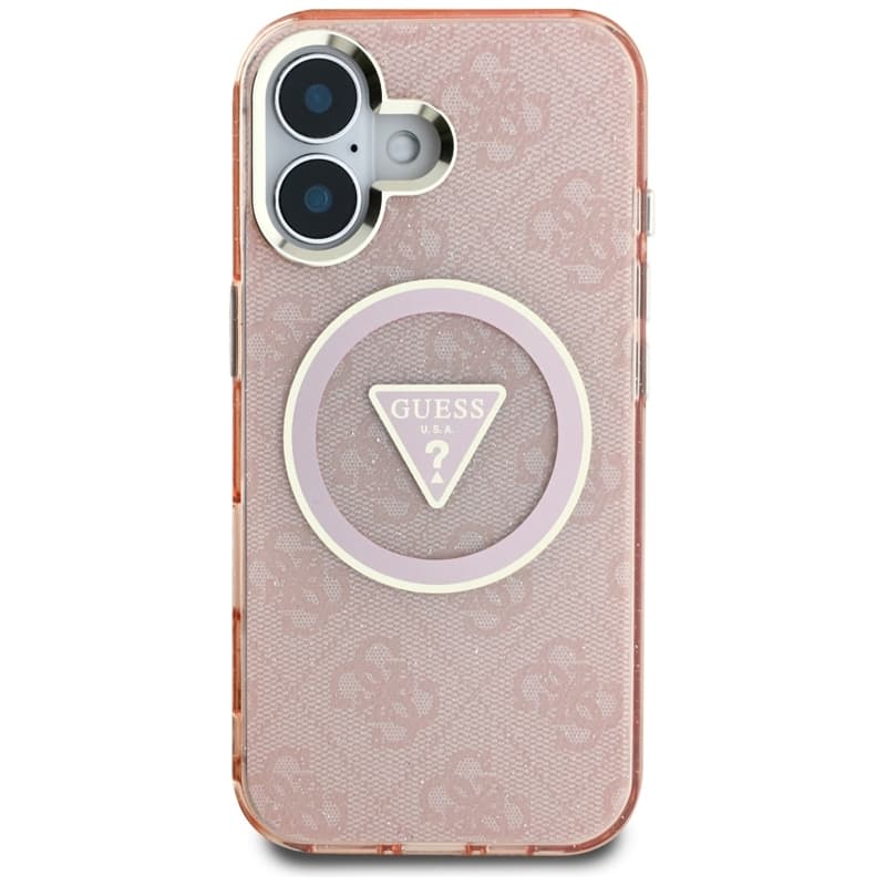 Guess IML Metal Glitter 4G Circle Triangle MagSafe - Case for iPhone 16 (pink) 3