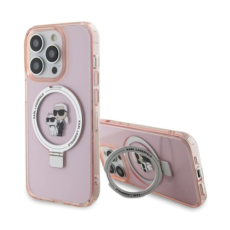 Karl Lagerfeld Ring Stand Karl & Choupette MagSafe - iPhone 15 Pro Case (pink) 1