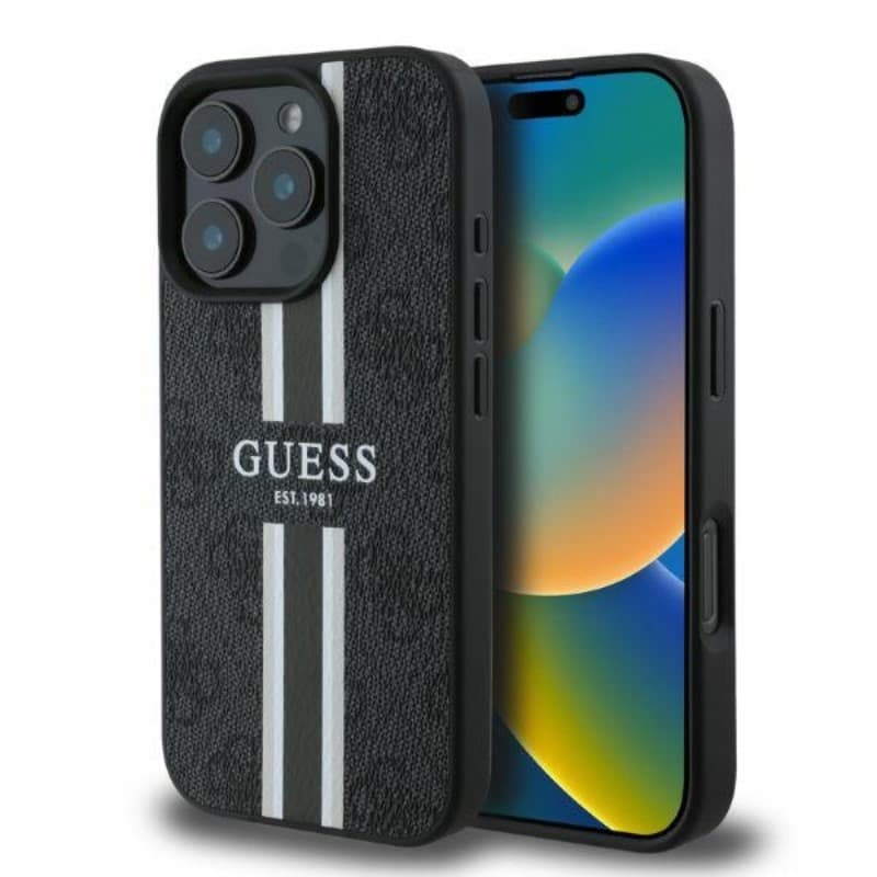 Guess 4G Printed Stripes MagSafe - Case for iPhone 16 Pro (black)