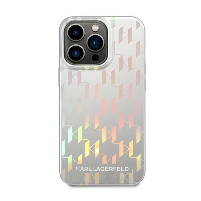 Karl Lagerfeld Monogram Iridescent - Cover for iPhone 14 Pro (silver) 2