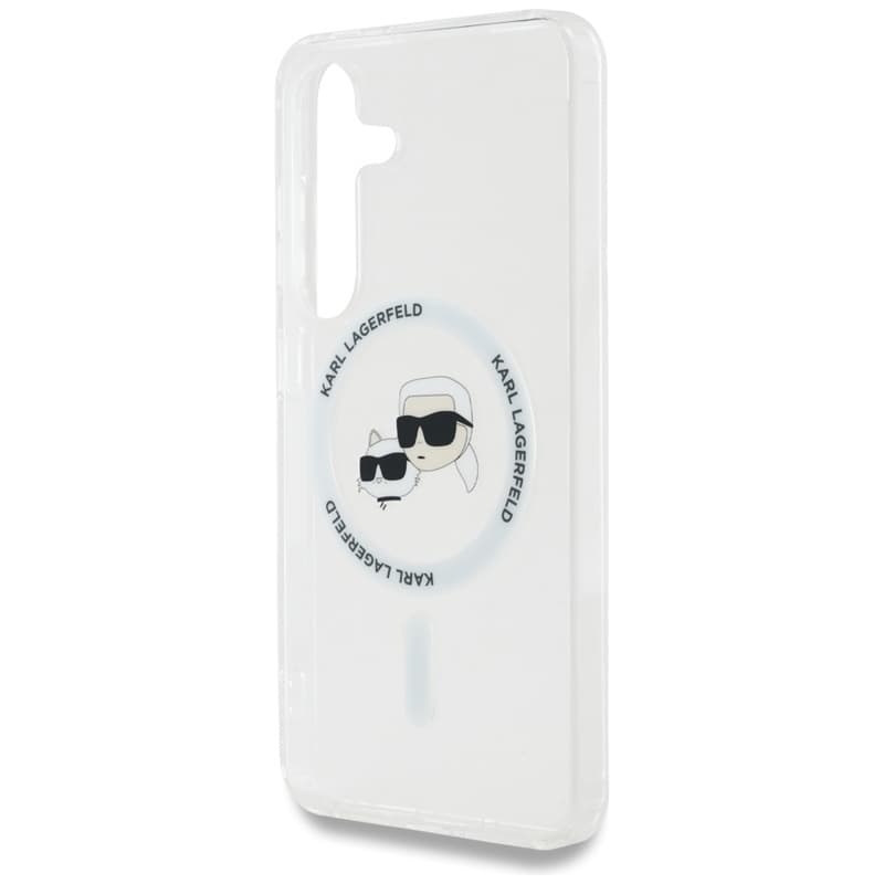 Karl Lagerfeld Button Karl & Choupette Heads Printed Logo MagSafe - Case for Samsung Galaxy S25 (White) 6