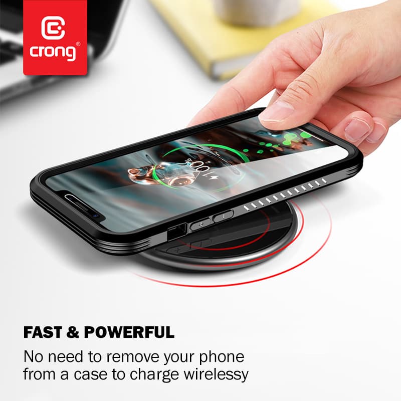 Crong PowerSpot Fast Wireless Charger – Aluminum 15W USB-C Qi Wireless Charger with Tempered Glass Coating (Silver White) 7