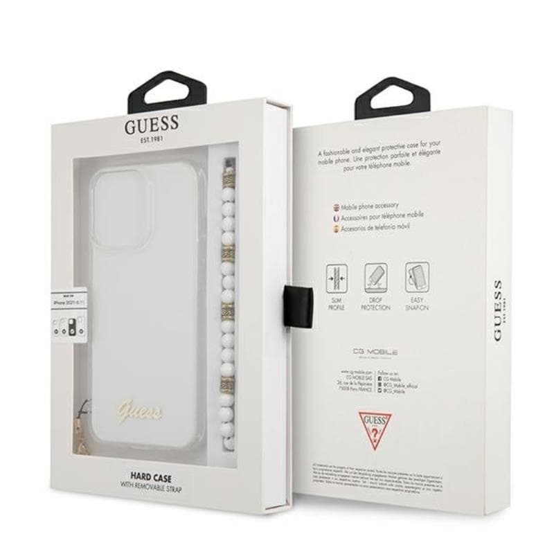 Guess White Pearl Strap - Case iPhone 13 Pro (Clear) 8