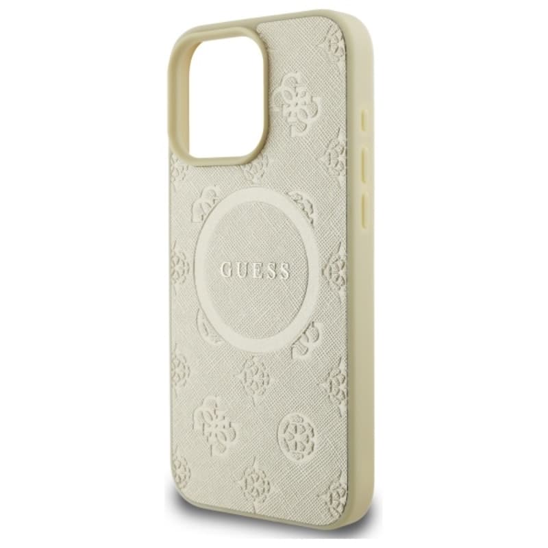 Guess Saffiano Peony Classic Logo MagSafe - Case for iPhone 16 Pro Max (gold) 6