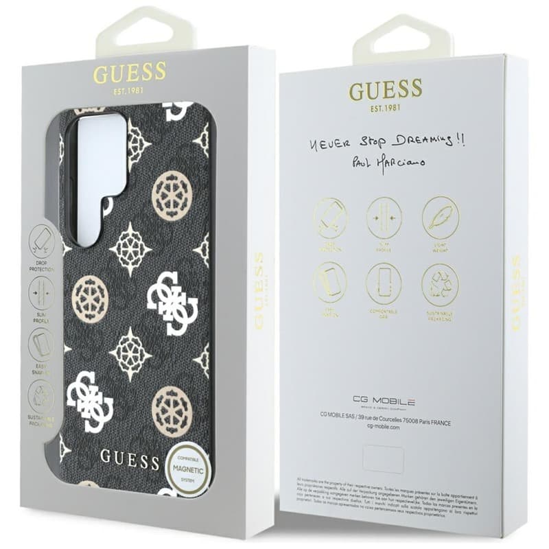 Guess 4G Printed Colored Peony Pattern MagSafe - Case for Samsung Galaxy S25 Ultra (black) 7