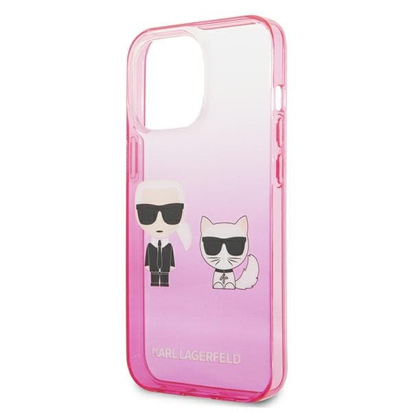 Karl Lagerfeld Gradient Ikonik Karl & Choupette - Case for iPhone 13 Pro (Pink) 6