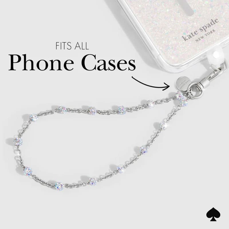 Kate Spade New York Universal Phone Charm Wristlet - Universal Phone Lanyard (Dazzle Chain Silver) 2