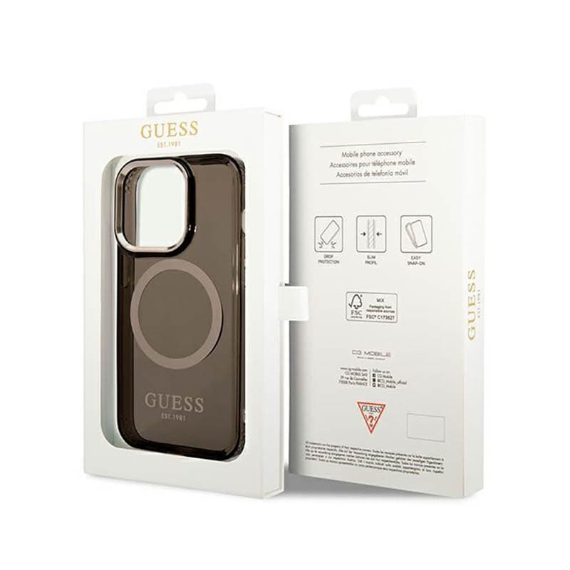 Guess Gold Outline Translucent MagSafe - Case for iPhone 14 Pro (Black) 8