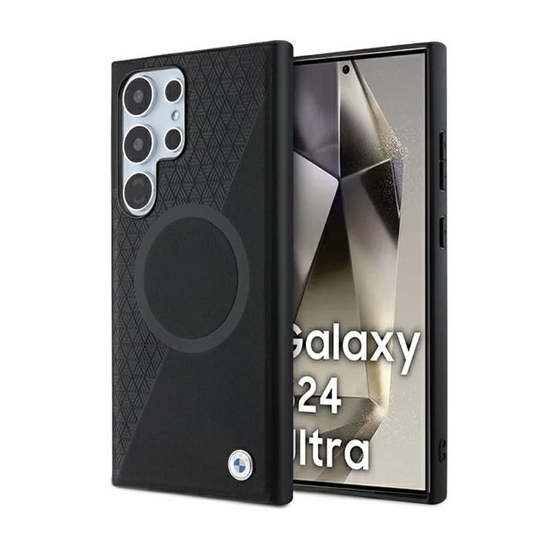 BMW Leather Half Textured & Circle MagSafe - Case for Samsung Galaxy S24 Ultra (black)
