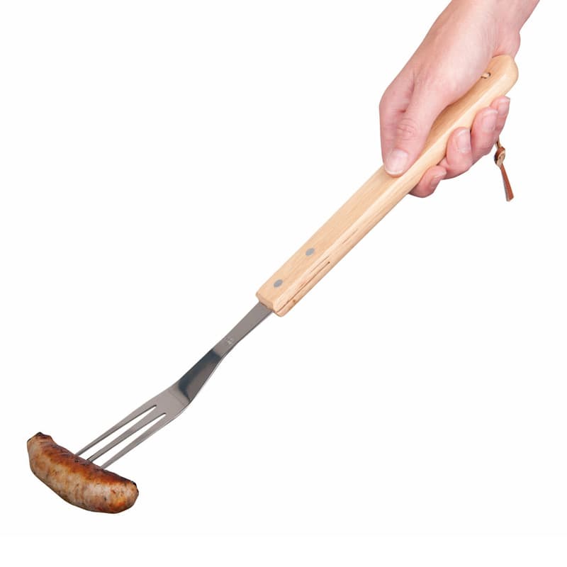 BBQ - a fork necessary for grilling, long with a wooden handle of 41 cm 3