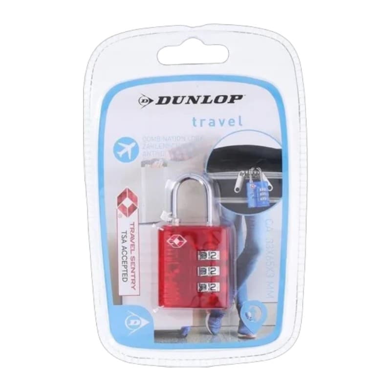Dunlop - TSA combination lock for suitcase / luggage (Red) 2