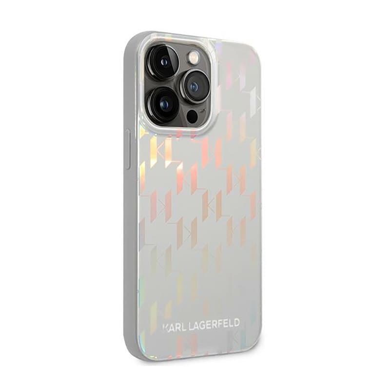 Karl Lagerfeld Monogram Iridescent - Cover for iPhone 14 Pro (silver) 3