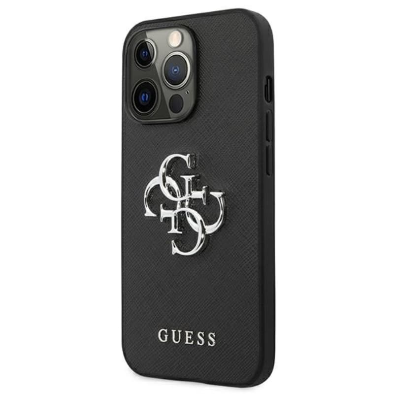 Guess Saffiano 4G Big Silver Logo - Case for iPhone 13 Pro (Black) 2