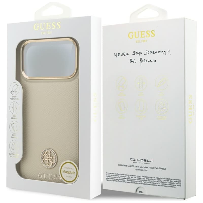 Guess Grained Strass Logo MagSafe - Case iPhone 17 Pro Max (beige) 8