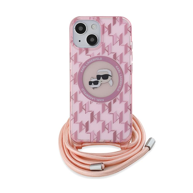 Karl Lagerfeld IML Crossbody Monogram Karl & Choupette Head MagSafe - Case for iPhone 15 / 14 / 13 (Pink) 2