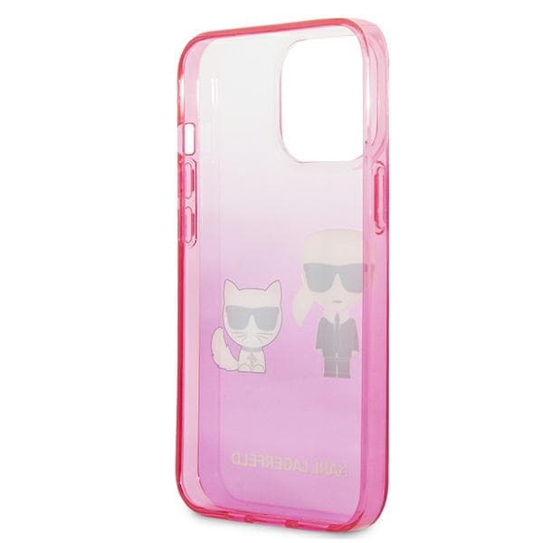 Karl Lagerfeld Gradient Ikonik Karl & Choupette - Case for iPhone 13 Pro (Pink) 7