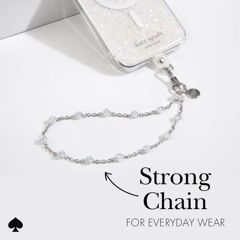 Kate Spade New York Universal Phone Charm Wristlet - Universal Phone Lanyard (Dazzle Chain Silver) 3