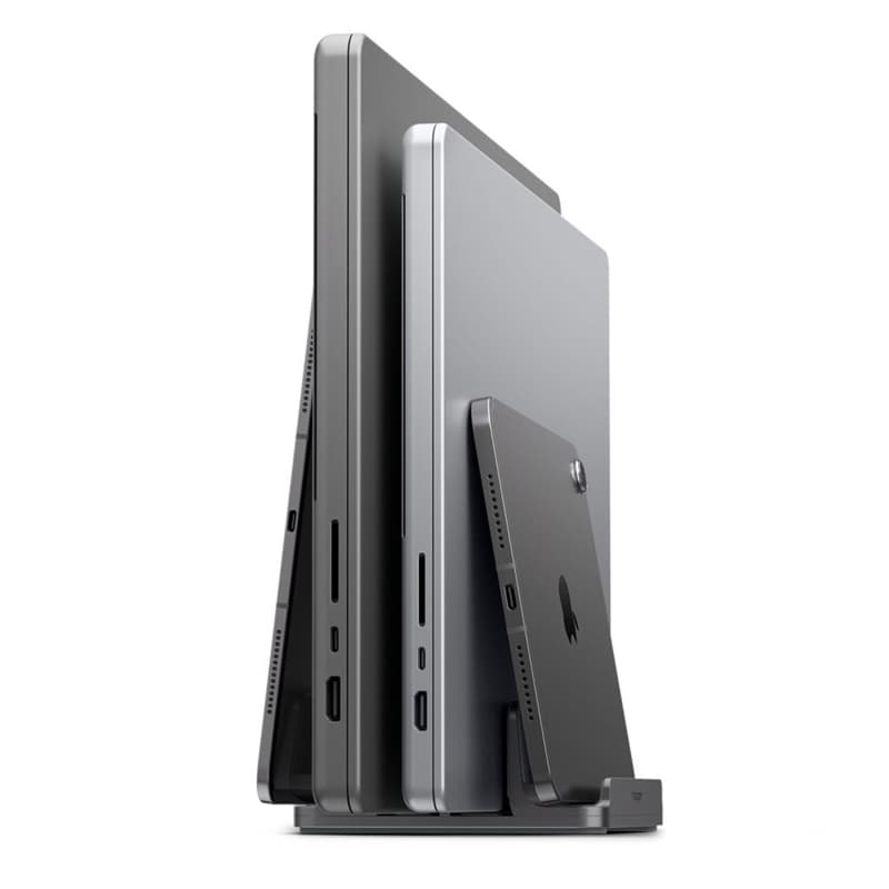 Spigen LD208S4 Vertical Laptop Stand – Aluminum Organizer/Stand for 4 Devices (Space Gray) 2