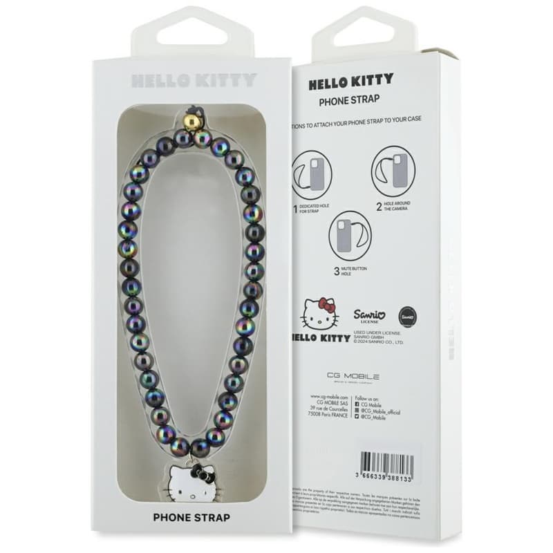 Hello Kitty Pearls Kitty Head - Phone Charm (Black) 4