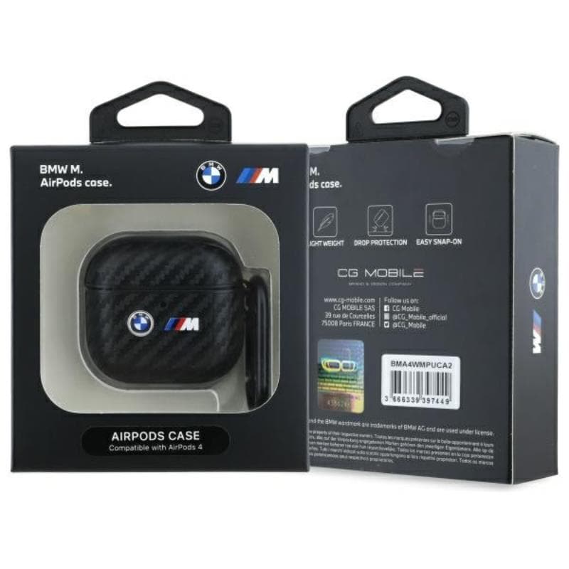 BMW Carbon Double Metal Logo - Case for AirPods 4 (black) 3