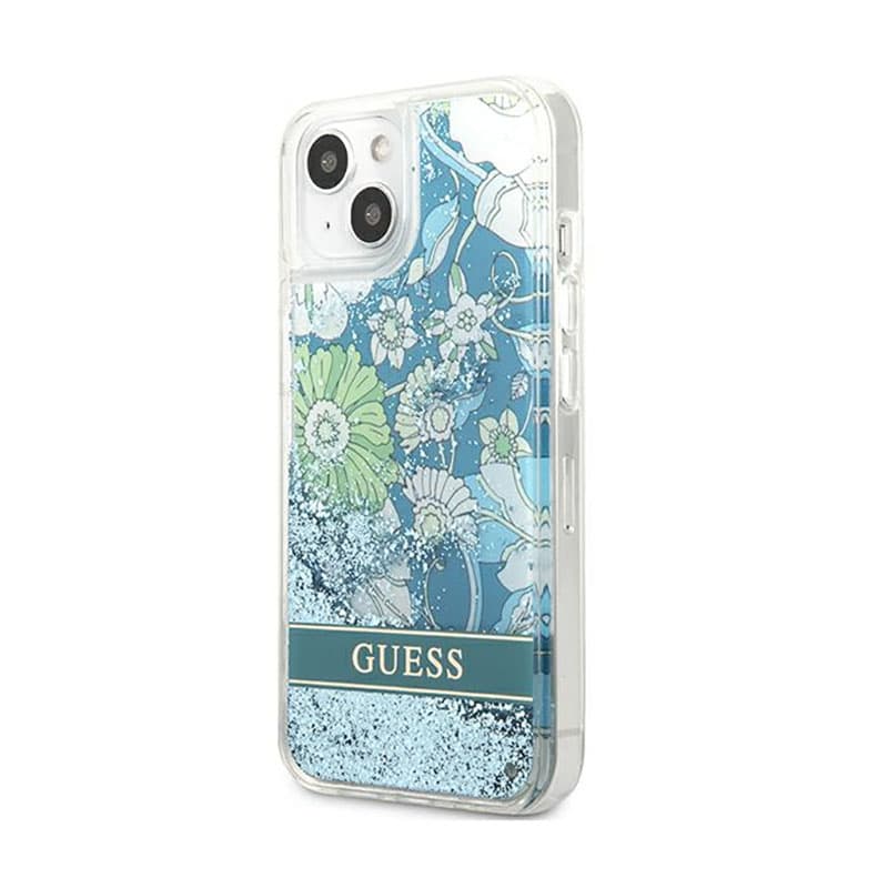 Guess Liquid Glitter Flower – Cover for iPhone 13 (Blue/Green) 2