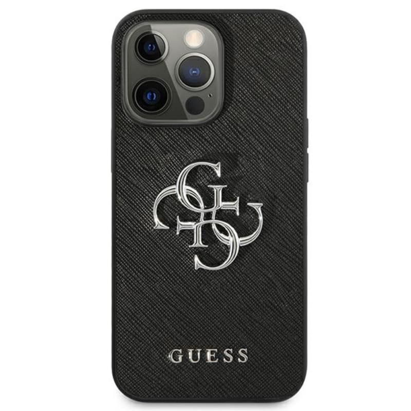 Guess Saffiano 4G Big Silver Logo - Case for iPhone 13 Pro (Black) 3