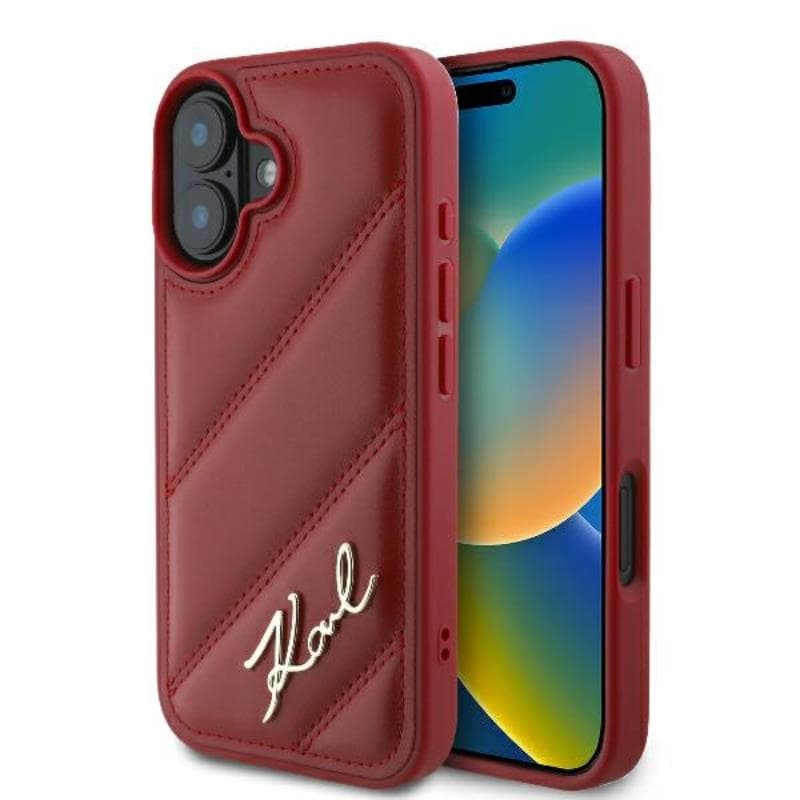 Karl Lagerfeld Quilted Signature - Case for iPhone 16 (red) 1