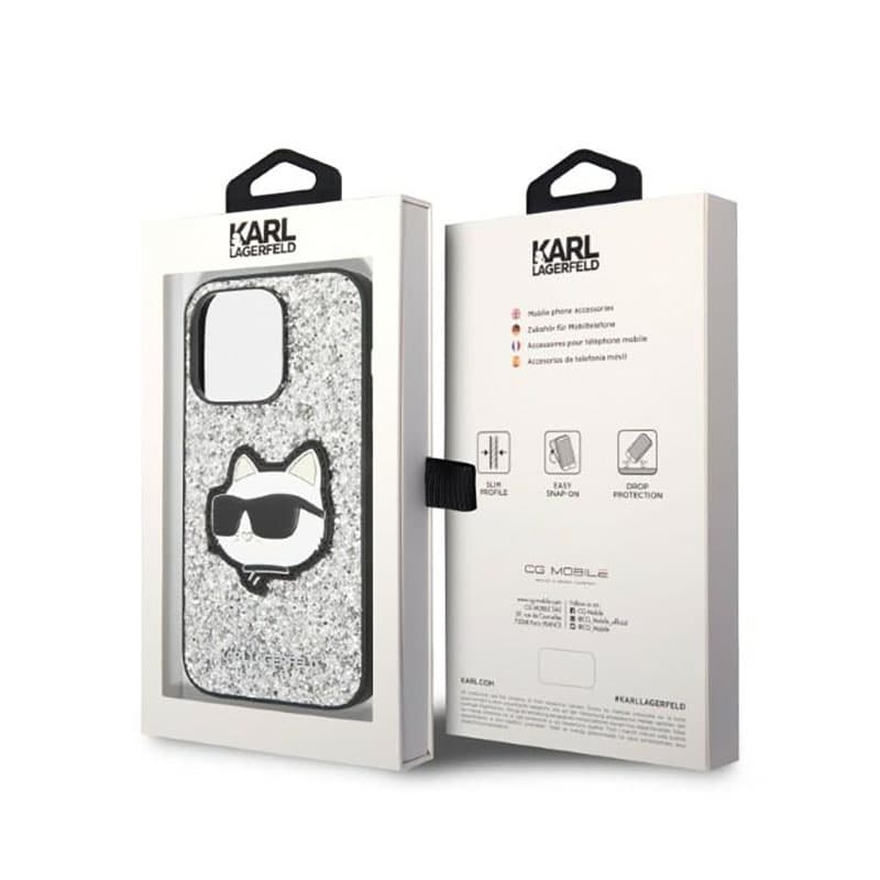 Karl Lagerfeld NFT Glitter Choupette Patch- Case for iPhone 14 Pro (Silver) 8