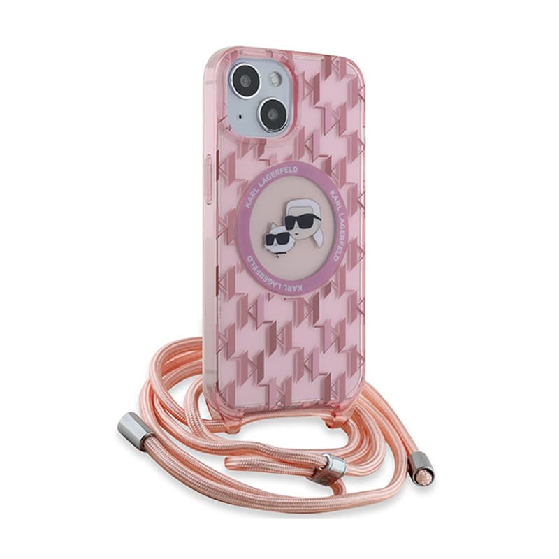Karl Lagerfeld IML Crossbody Monogram Karl & Choupette Head MagSafe - Case for iPhone 15 / 14 / 13 (Pink) 3