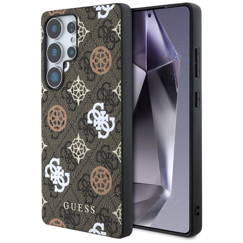 Guess 4G Printed Colored Peony Pattern MagSafe - Case for Samsung Galaxy S25 Ultra (brown)