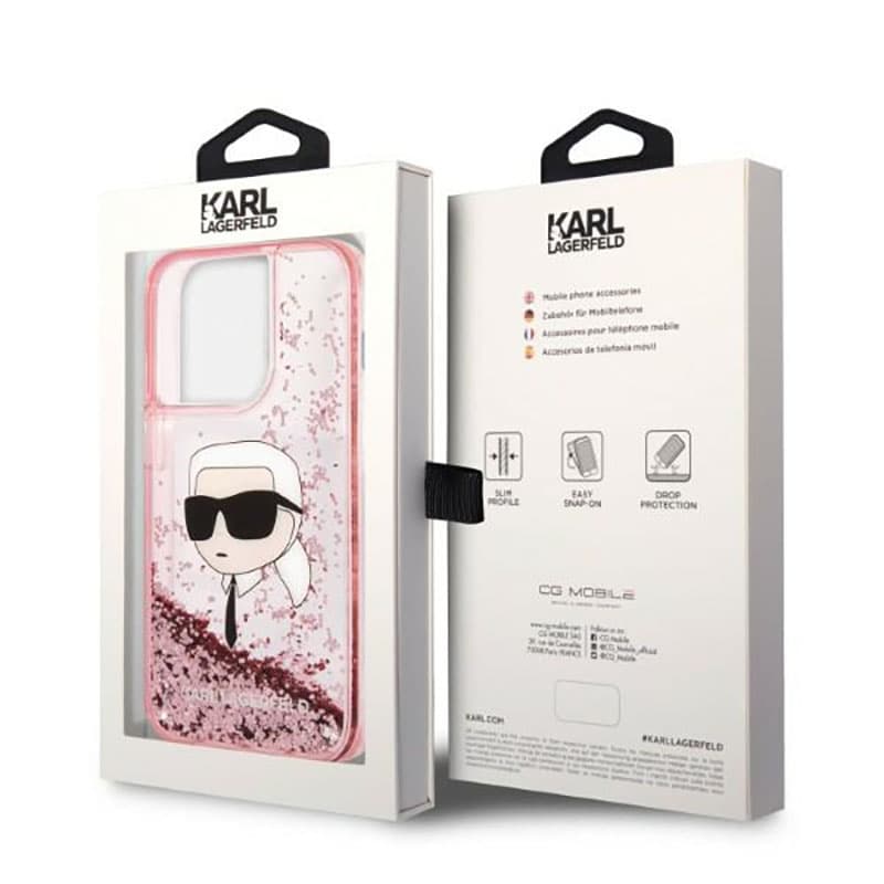 Karl Lagerfeld Liquid Glitter NFT Karl's Head - Case for iPhone 14 Pro (Pink) 8