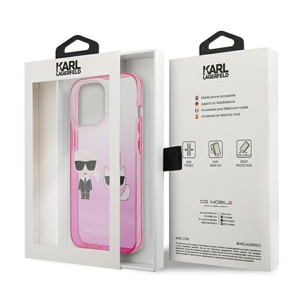 Karl Lagerfeld Gradient Ikonik Karl & Choupette - Case for iPhone 13 Pro (Pink) 8