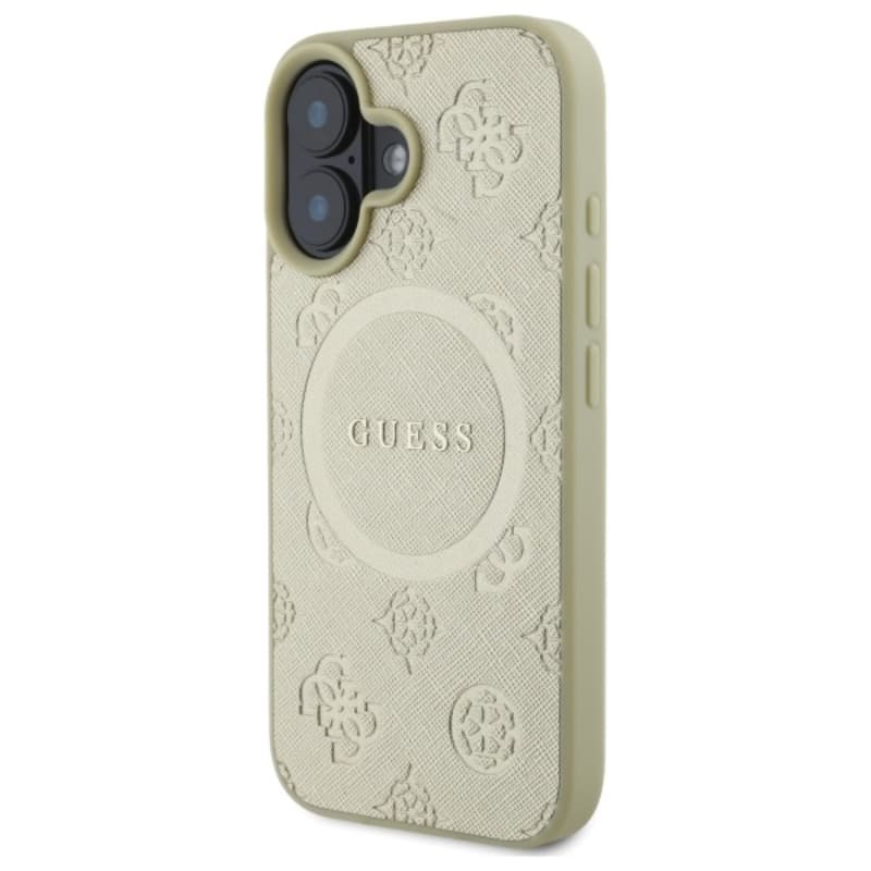 Guess Saffiano Peony Classic Logo MagSafe - Case for iPhone 16 (gold) 2