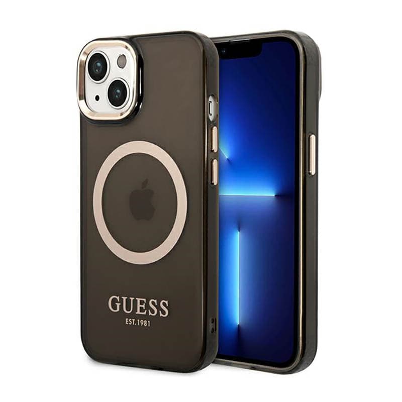 Guess Gold Outline Translucent MagSafe - Case for iPhone 14 Plus (Black) 1