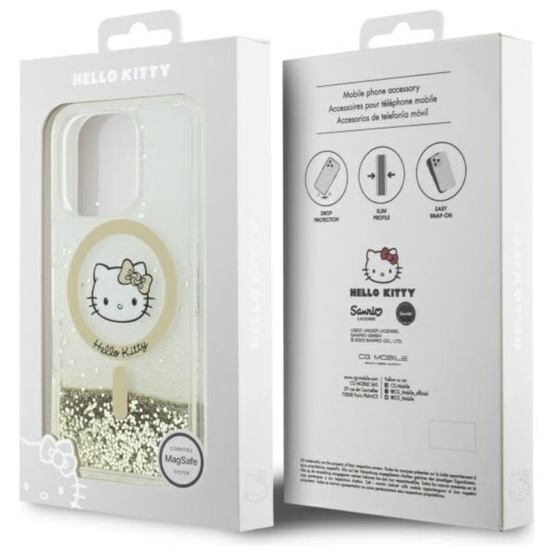 Hello Kitty Liquid Glitter Fever MagSafe - Case for iPhone 16 Pro (white/gold) 8