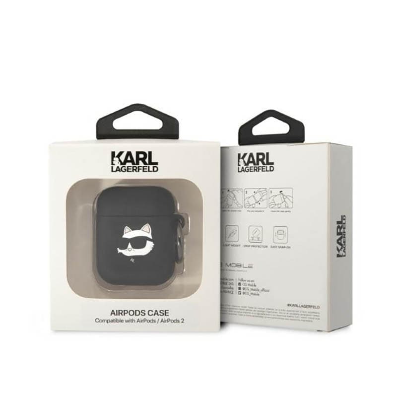 Karl Lagerfeld Silicone NFT Choupette Head 3D - AirPods 1/2 gen case (black) 3