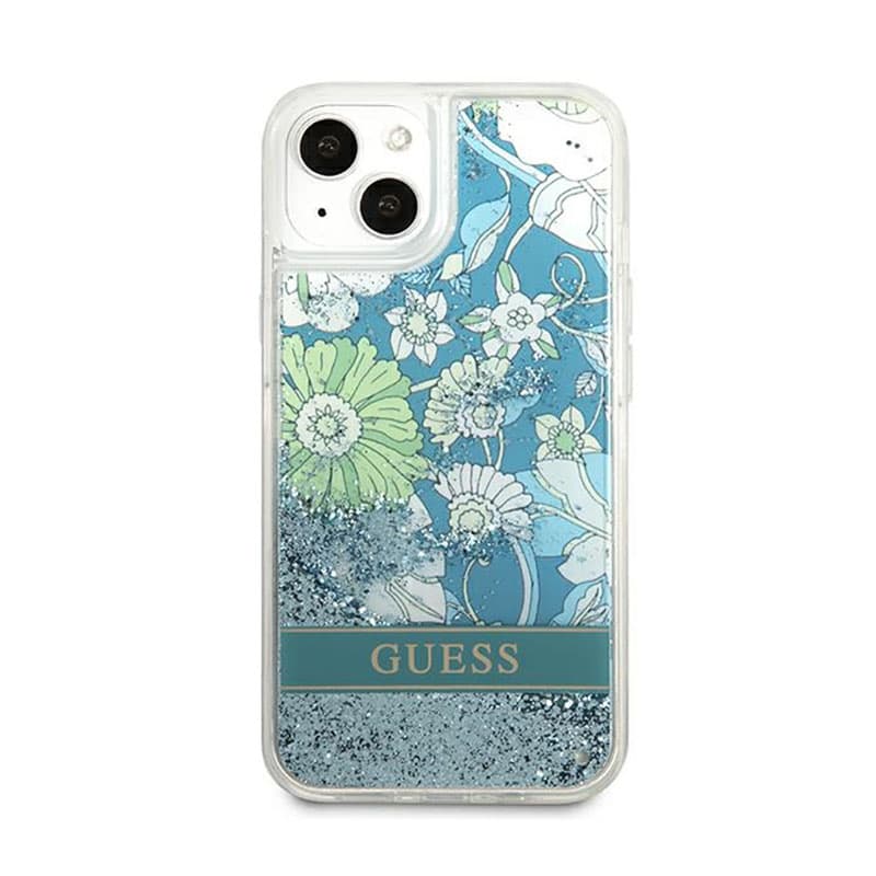 Guess Liquid Glitter Flower – Cover for iPhone 13 (Blue/Green) 3