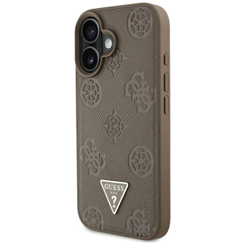 Guess Grained Hot Stamp Peony Triangle Logo MagSafe - Case for iPhone 16 (brown) 2