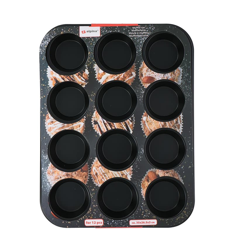 Alpina - Muffin / cupcake tin for 12 pieces non-stick (black) 4