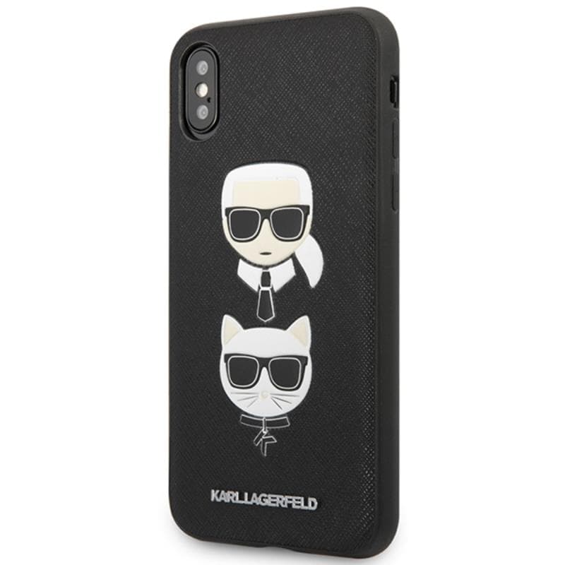 Karl Lagerfeld Saffiano Karl & Choupette Heads - Case for iPhone Xs Max (Black) 2