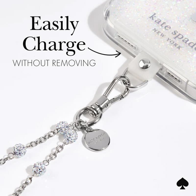 Kate Spade New York Universal Phone Charm Wristlet - Universal Phone Lanyard (Dazzle Chain Silver) 4