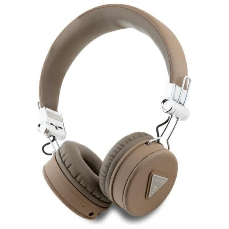 Guess Grained Classic Round Shape - Wireless Over-Ear Bluetooth ENC Headphones (Brown) 1
