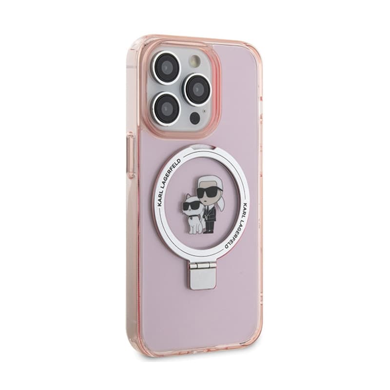 Karl Lagerfeld Ring Stand Karl & Choupette MagSafe - iPhone 15 Pro Case (pink) 4