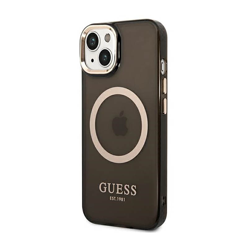 Guess Gold Outline Translucent MagSafe - Case for iPhone 14 Plus (Black) 2