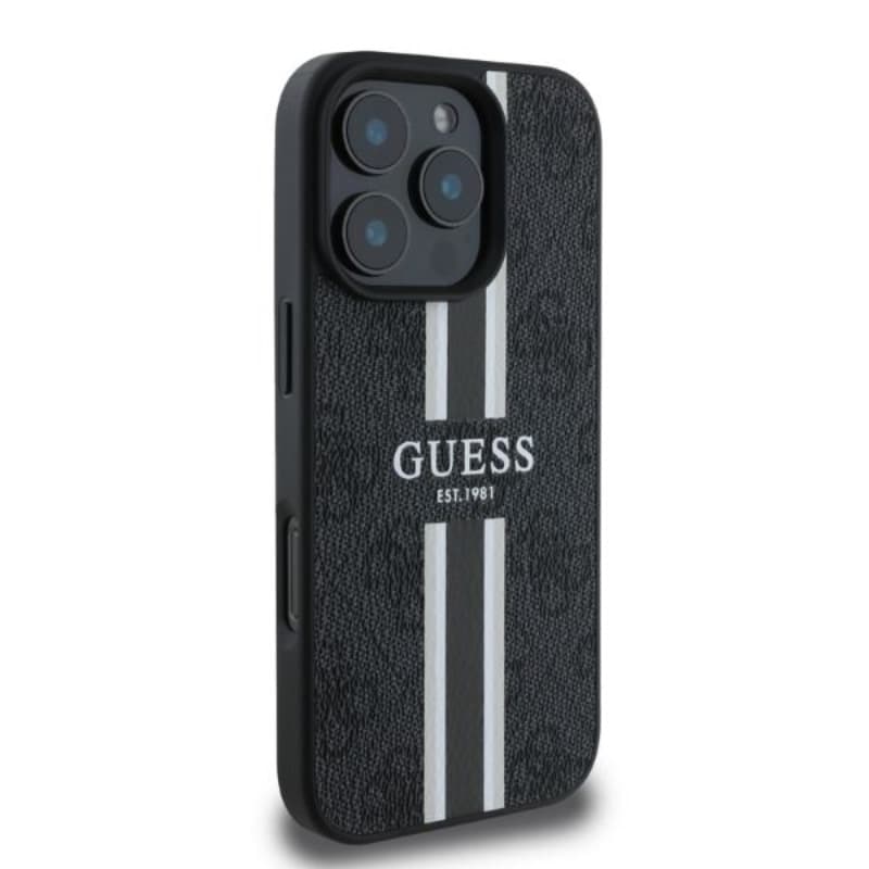 Guess 4G Printed Stripes MagSafe - Case for iPhone 16 Pro (black) 4