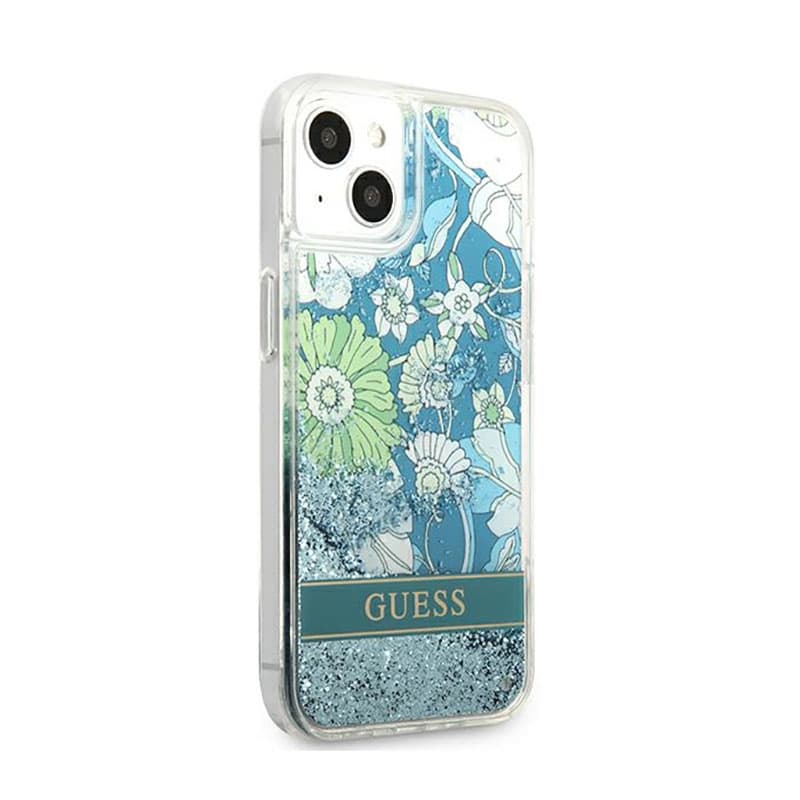 Guess Liquid Glitter Flower – Cover for iPhone 13 (Blue/Green) 4