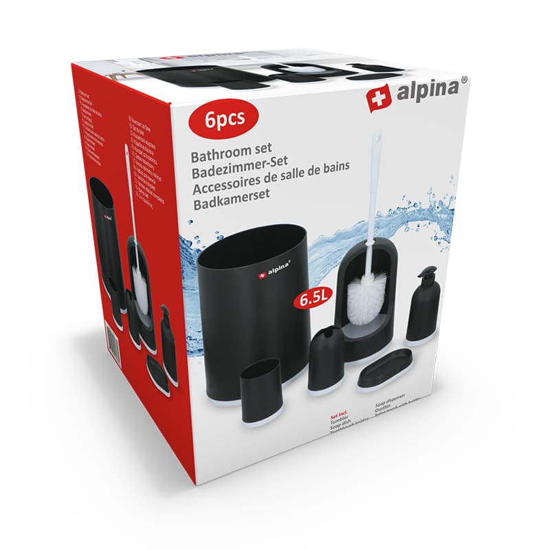 Alpina - bathroom set 6 items (black/white) 2