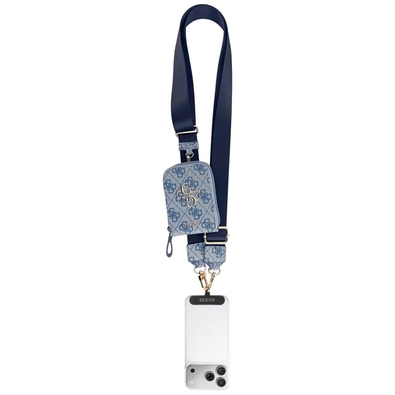 Guess 4G Metal Logo Universal Crossbody Phone Strap Small Purse - Lanyard/Shoulder Strap with Phone Wallet (Blue) 2