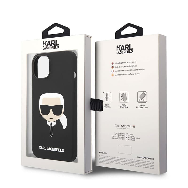 Karl Lagerfeld Silicone Ikonik Karl's Head MagSafe - Case for iPhone 14 Plus (Black) 6